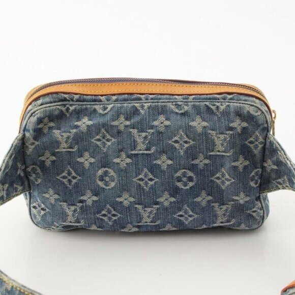 Authentic LOUIS VUITTON Monogram Denim Bum Bag Waist Bag Pouch Blue - Picture 7 of 16